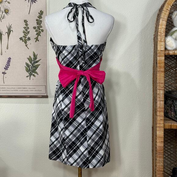 Y2k Plaid Tie Back Halter Babydoll Dress Scene Goth Party Emo Punk Princess 9 - Picture 2 of 8